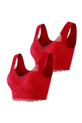 Soutien-gorge en dentelle - Grande taille - Soutien-gorge pour femme - Soutien-gorge sexy - Soutien-gorge rembourré, rouge, X