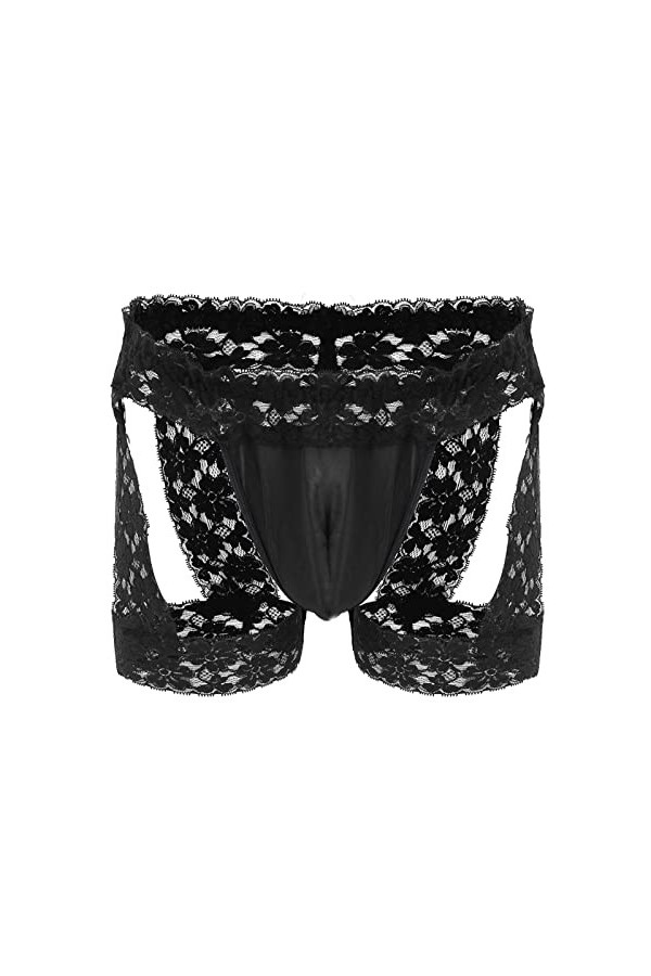 Générique Sexy Costume De Hommes Dentelle Simple Personnalité Mode Casual Sexy Mini String sous-Vêtements T Pantalon Black, 