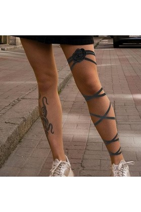 VILLCASE Halloween Gothique Jambe Bretelles Gothique Croix Bandage Jarretière Jambe Robe Chaînes Noir Cuisse Jambe Chaîne Fem