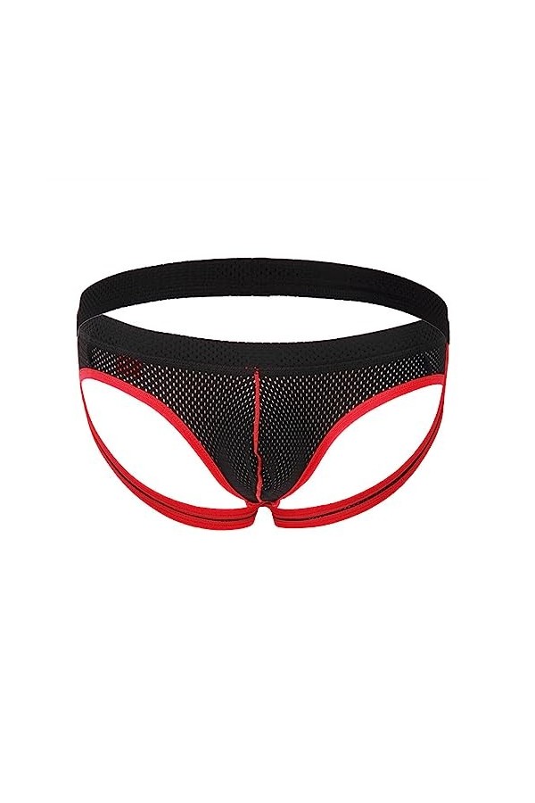 MACIUM Jockstrap Homme Sexy sous-vêtement Taille Basse sans Couture String pour Homme sans Couture,Noir,S