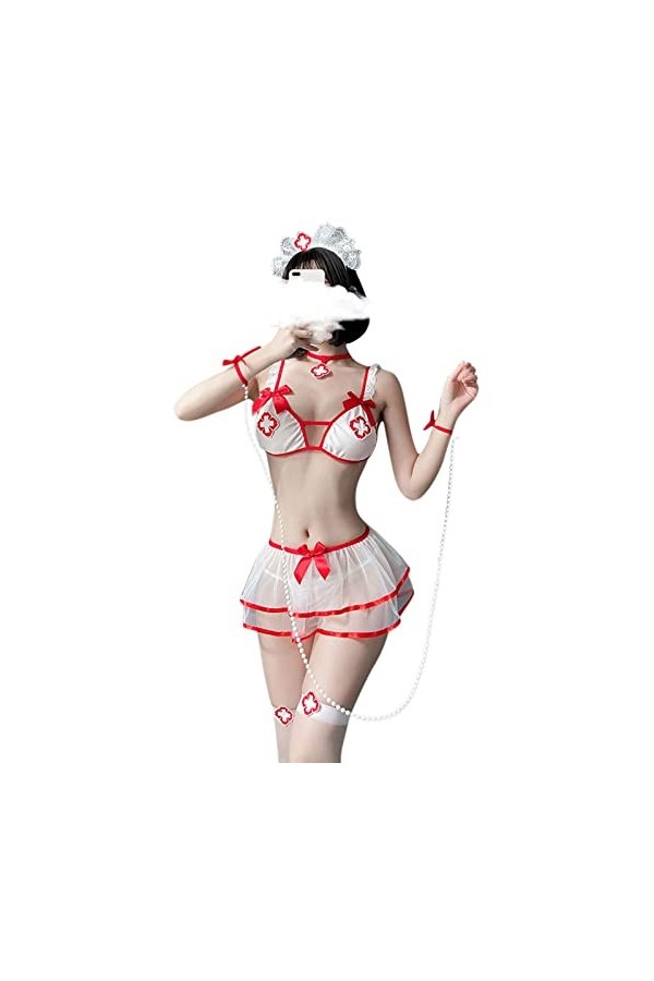 GIGIMountain Lingerie Sexy Femme Coquine, Infirmiere Cosplay Nurse Costumes Erotique Coquine Tenue Infirmière Uniforme Tentat