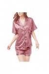 Pyjama Femme Satin Ensemble de Pyjama Chemise De Nuit Sexy Chic Eté Deux pièces vêtement de Nuit De Soie Boutonnée Deux pour 