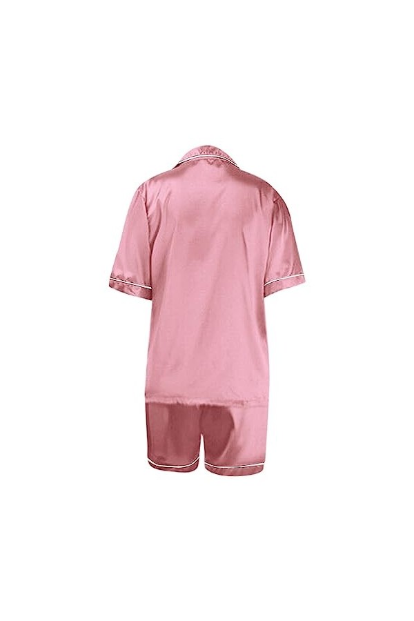 Pyjama Femme Satin Ensemble de Pyjama Chemise De Nuit Sexy Chic Eté Deux pièces vêtement de Nuit De Soie Boutonnée Deux pour 