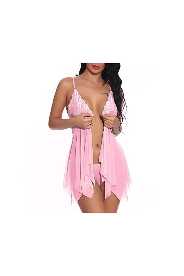 Générique Chemises De Nuit Sexy Femme sous-VêTements Amusants pour Femme Sexy Dentelle Maille Voir à Travers Les sous-VêTemen