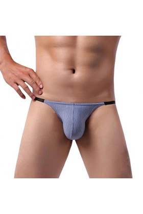 Faringoto Sous-vêtements sexy gay pour homme - Mini culotte avec pochette - Taille basse - Bikini, bleu, L