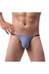 Faringoto Sous-vêtements sexy gay pour homme - Mini culotte avec pochette - Taille basse - Bikini, bleu, L