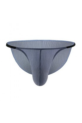 Faringoto Sous-vêtements sexy gay pour homme - Mini culotte avec pochette - Taille basse - Bikini, bleu, L