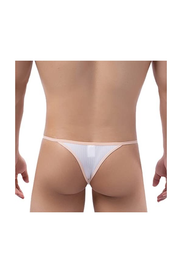 Faringoto String latéral détachable pour homme - Pantalon de bikini gay - Confortable et sexy - Slip U, blanc, L