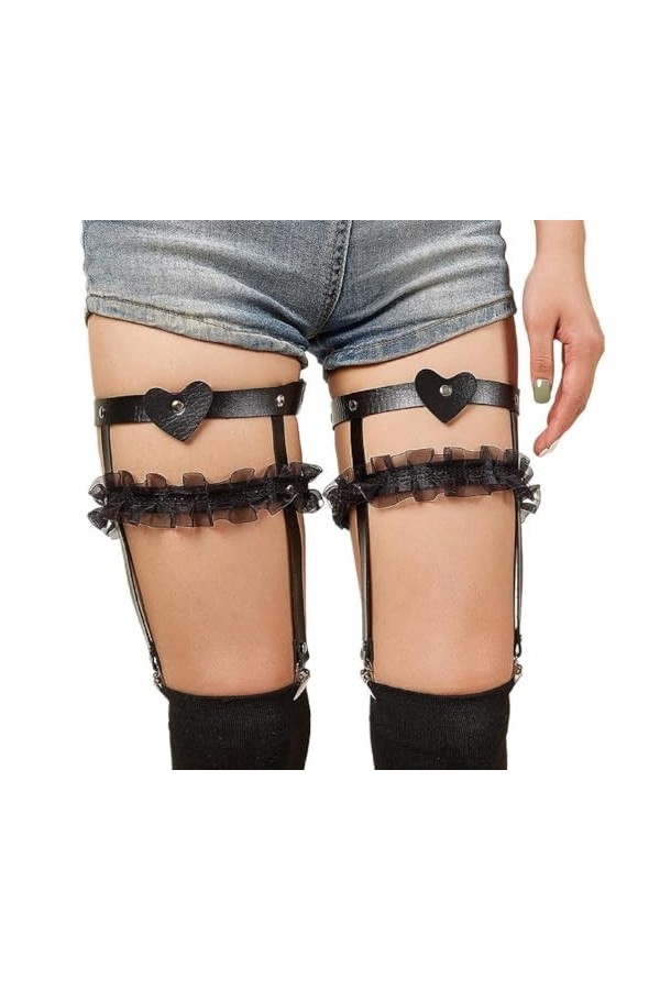 Mode Cuir PU Avec Pince Jambe Chaîne Femmes Cuisse Chaîne Punk Danse Bijoux Halloween Cosplay Fête Bijoux Cuisse Ceinture Étu