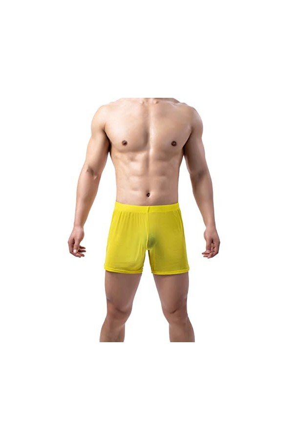 Générique De Pyjama en Soie pour Hommes Culottes Sexy Monter des Slips sous-vêtements Pantalons Culottes Sexy Yellow, XL 