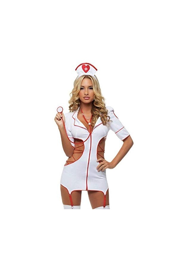 Costume Femmes Lingerie Infirmière Uniforme Cosplay Set Tenue Moulante Grande Taille Infirmiere