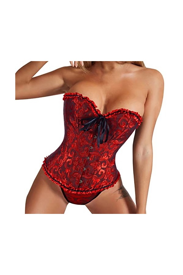 Ncenglings Soutien-gorge Body en maille pour femme sans bretelles dos ouvert esthétique Overbust Corset Body Sexy Cuir Latex