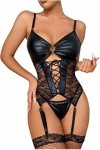 Lingerie sexy pour femme - Ensembles de lingerie push up - Ouvert - Nuisette sexy - Dentelle rouge - Sous-vêtements - Costume