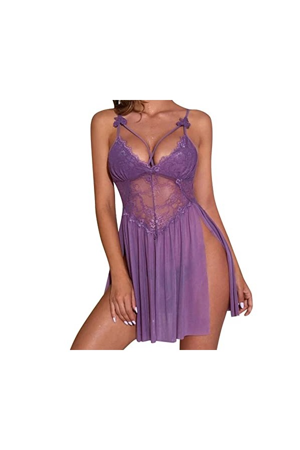 Hxiaen Grande lingerie sexy pour femme - Lingerie sexy - Lingerie sexy, lilas, S