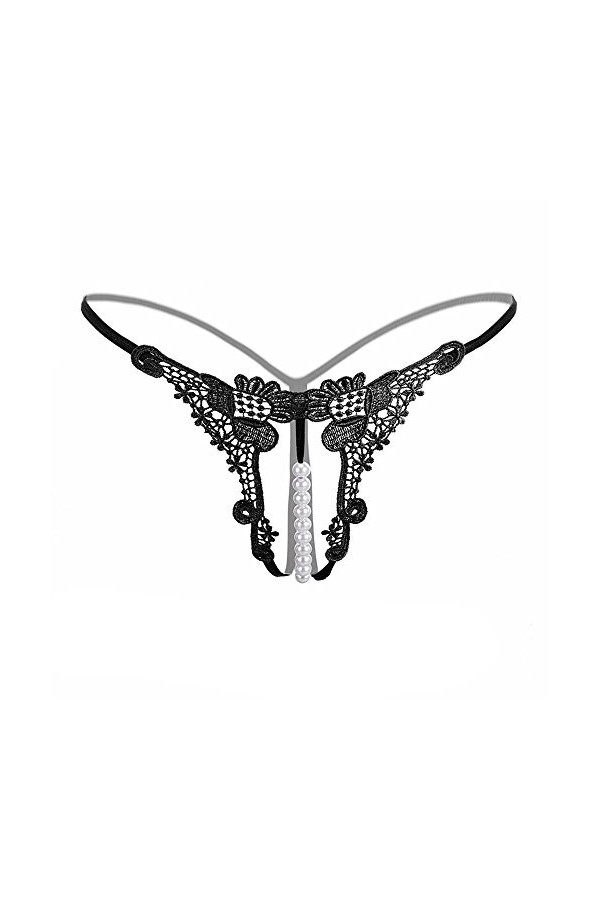 RUITOTP Femmes Sexy G Basse Perle Taille Pendentif V String sous-vêtements Lady String Culottes Lingerie Fleur De Plaisir