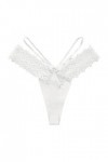 QIYUN.Z Lot de 3 Strings en Dentelle pour Femme T Dos Taille Basse Voir à Travers la Culotte Sexy en Forme de V Blanc1 L