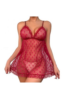 Lingerie Sexy Femme Grande Taille Brassière Dames Sexy Lingerie Sexy Sling Pyjama Mesh Wave Point Sexy Chemise de Nuit Ensemb