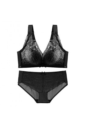 Ensemble de Lingerie Féminine Sexy sous-vêtement à Bouton Avant Mince en Dentelle Solide pour Femmes Ensemble WC Rouge