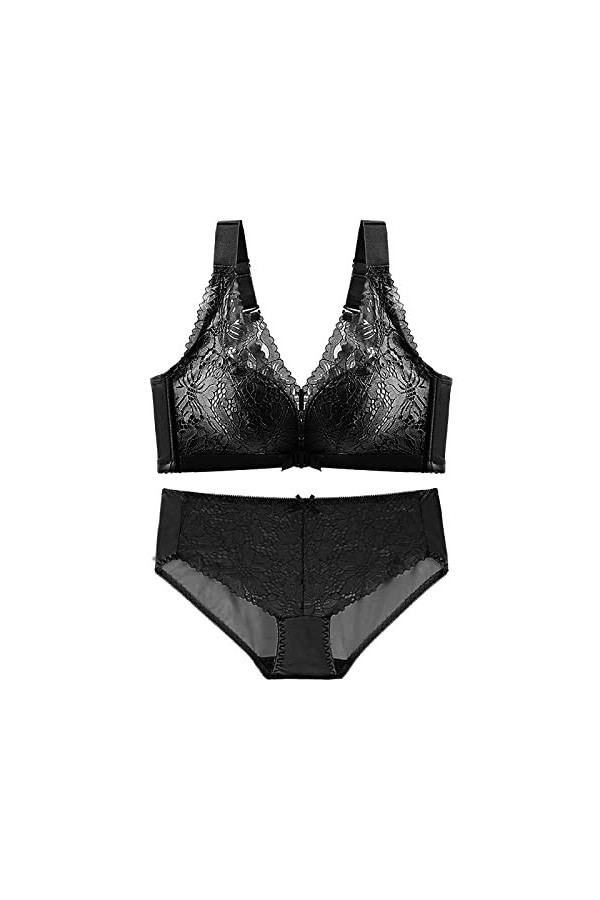 Ensemble de Lingerie Féminine Sexy sous-vêtement à Bouton Avant Mince en Dentelle Solide pour Femmes Ensemble WC Rouge