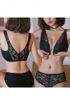 Ensemble de Lingerie Féminine Sexy sous-vêtement à Bouton Avant Mince en Dentelle Solide pour Femmes Ensemble WC Rouge