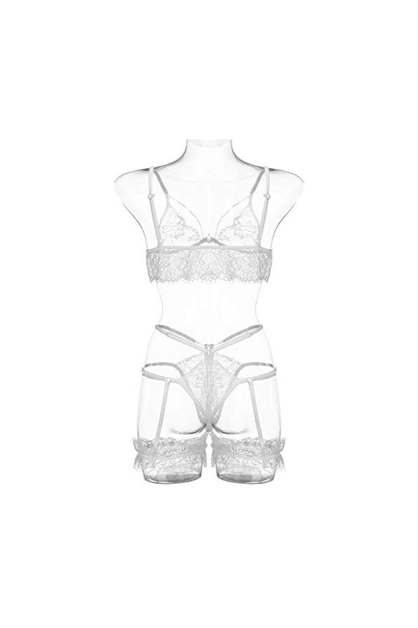 UOWEG Mode Sexy Femmes sous-vêtements en Dentelle évider Lingerie Soutien-Gorge G-Tring String Ensemble 2-XL Bustier Tire Lai