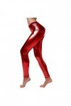 Pure Color Stretch Slim Sexy Interest Legging en cuir clair pour femme Bandage Lingerie Sexy, Bordeaux, XXL