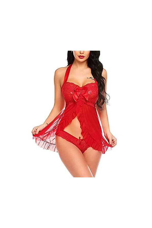 Générique Chemises De Nuit Sexy Femme sous-VêTements Amusants pour Femme Sexy Dentelle Maille Voir à Travers Les sous-VêTemen