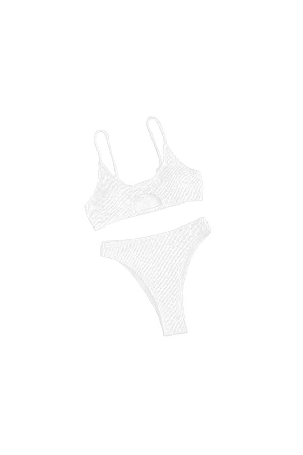 BKSCAYXS Femmes Tissu ondulé Triangle Ouvert Dos Sexy Fesses Shaper, Blanc., M