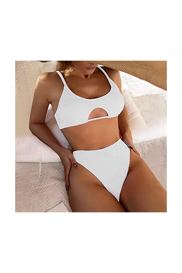 BKSCAYXS Femmes Tissu ondulé Triangle Ouvert Dos Sexy Fesses Shaper, Blanc., M