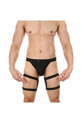 Générique Anneau en Acier Sexy pour Hommes String Creux Taille Basse Discothèque Stage Leg Straps String Lingerie Sexy Homme 