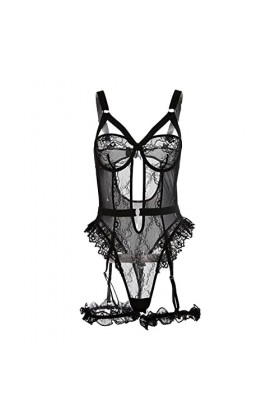 YWSTYllelty Valentin Sexy sous-vêtements Sexy en Dentelle pour Femmes Costume Combinaison Sexy Combinaison en Dentelle sous-v