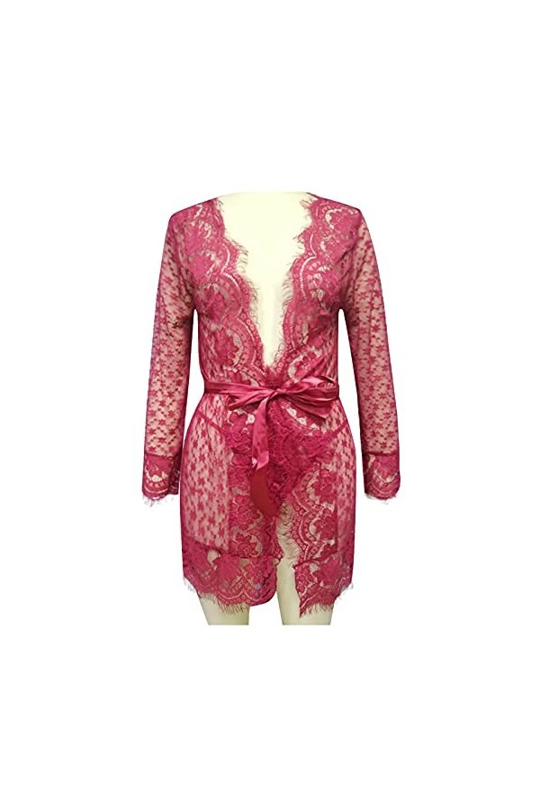 liaddkv Teddy Sexy avec Panty Vêtements de Nuit Dentelle Femmes V Profonde Lingerie Lingerie Nylon, rouge, XL