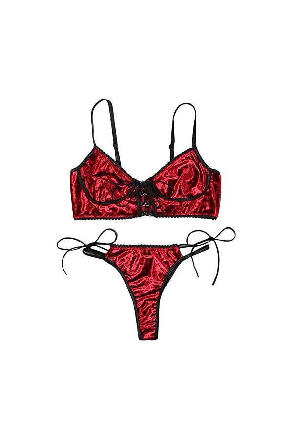 liaddkv Printemps et Été Ensemble de Lingerie Sexy Européenne et Américaine Sexy Femme Tanga Deux Pièces Sous-Vêtements Femme