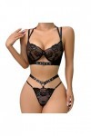 liaddkv Femmes Sexy Chaîne en Métal Sous-Vêtements Boîte de Nuit Hot Girls Fun Set Sexy Sous-Vêtements Pour, Noir , M