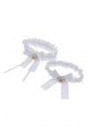 Lot de 2 porte-jarretelles en dentelle pour femme Blanc 33 cm