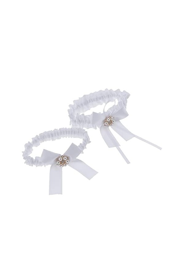 Lot de 2 porte-jarretelles en dentelle pour femme Blanc 33 cm