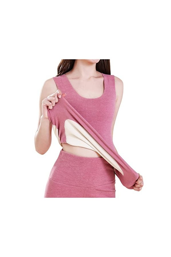 liaddkv Sous-vêtement thermique pour femme - En polaire - Avec doublure - Sexy, Rose, L