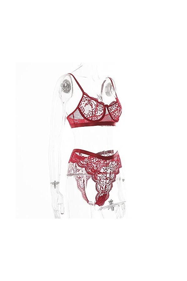 sous-Vetements Femme Sexy Ensemble Soutien Gorge et String 2 Pièce Lingerie Sexy Ensemble Erotique Vêtements De Nuit Dentelle