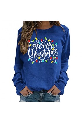 Sweat Plaid Chat Sweat-Shirt pour Femme avec Impression à Manches Longues Clubbing Casual Pullover Tops Simili Cuir Sexy Blu