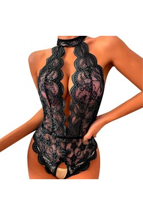 Sous-vêtements anaux pour femme - Sous-vêtements sexy - Dentelle rouge - Sous-vêtements - Costume de corset noir, M 