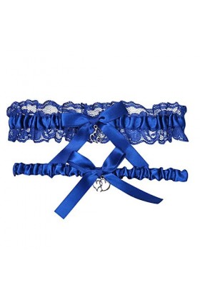 Ensemble de jarretières en dentelle pour femme - Ceinture de mariage pour mariée - Accessoires, bleu, taille unique