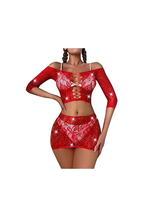 sous-vêtements féminins Jacquard Hot Diamond Two Piece Set Transparent Sexy Underwear Lingerie Body Blanc