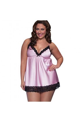 Sous-vêtements de nuit en dentelle - Grande taille - Lingerie sexy pour femme - Lingerie sexy pour la Saint-Valentin, rose, 6