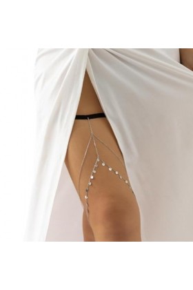 Greabuy Chaîne Cuisse À Pompon À 2 Couches Ceinture Antidérapante Harnais Chaîne Dété Plage Boîte Nuit Accessoires Jambe pou