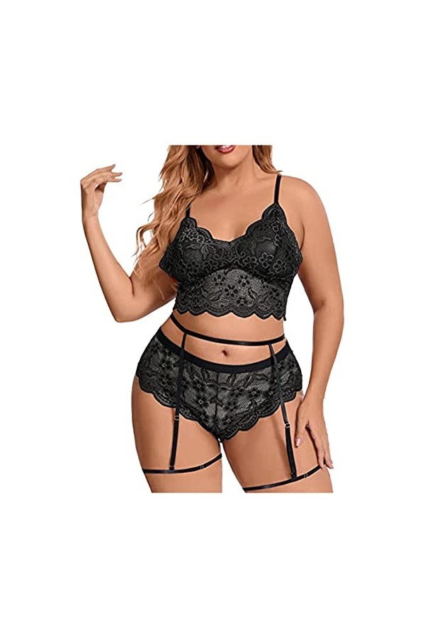 MODSGUE Ensembles de lingerie pour femmes Perspective en dentelle Lingerie sexy Soutien-gorge érotique et culottes Cosplay Br