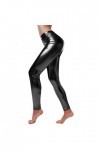 Pure Color Stretch Slim Sexy Interest Legging en cuir clair pour femme Bandage Lingerie Sexy, Noir , XXL
