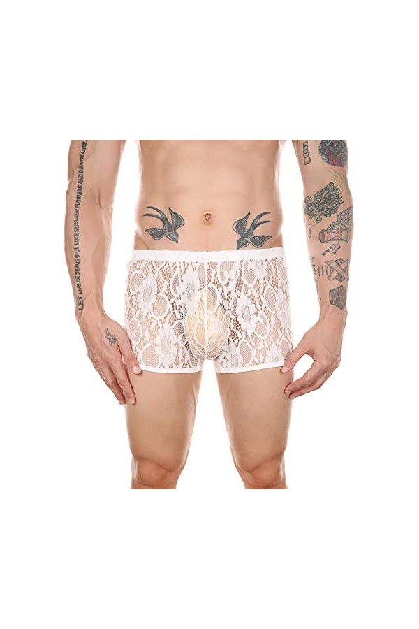 String en Dentelle pour Hommes Culotte de Sexe Culotte en T Transparente pour Hommes sous-vêtements Slips Short en Soie pour 