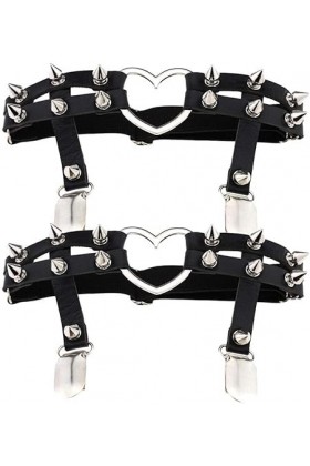 Generic Court Bustier Tops Dames Vintage Simple Style Ceinture Gothique Jambe Anneau Rivets Cuisse Harnais En Cuir Pu Coeur P