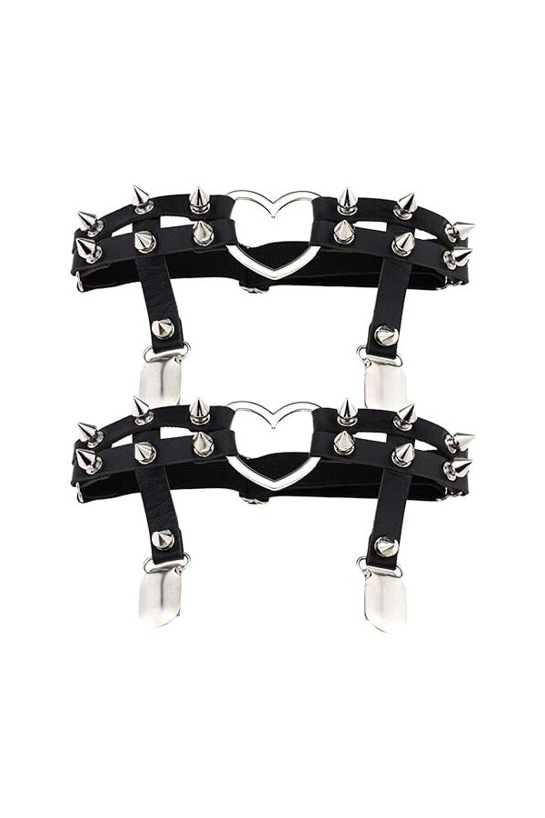 Generic Court Bustier Tops Dames Vintage Simple Style Ceinture Gothique Jambe Anneau Rivets Cuisse Harnais En Cuir Pu Coeur P