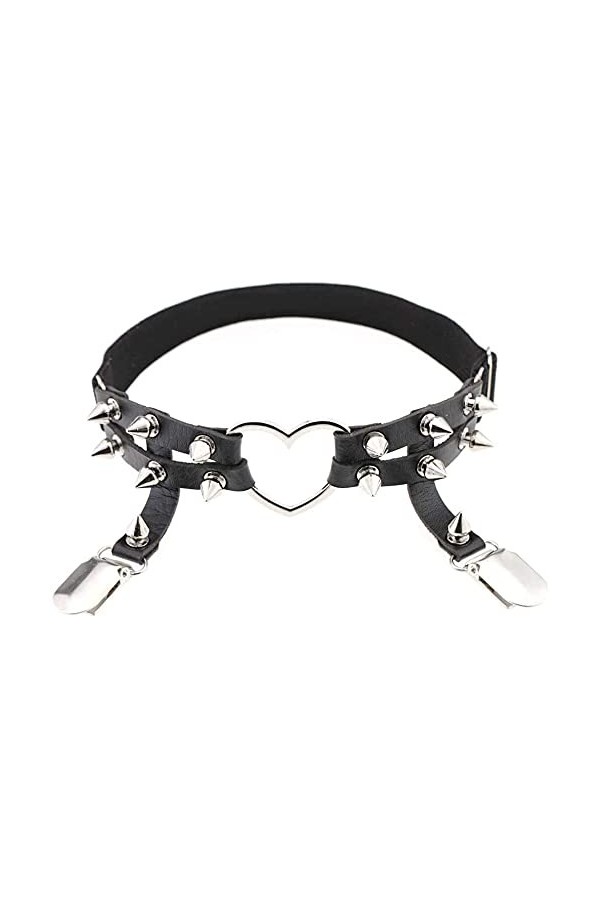 Generic Court Bustier Tops Dames Vintage Simple Style Ceinture Gothique Jambe Anneau Rivets Cuisse Harnais En Cuir Pu Coeur P